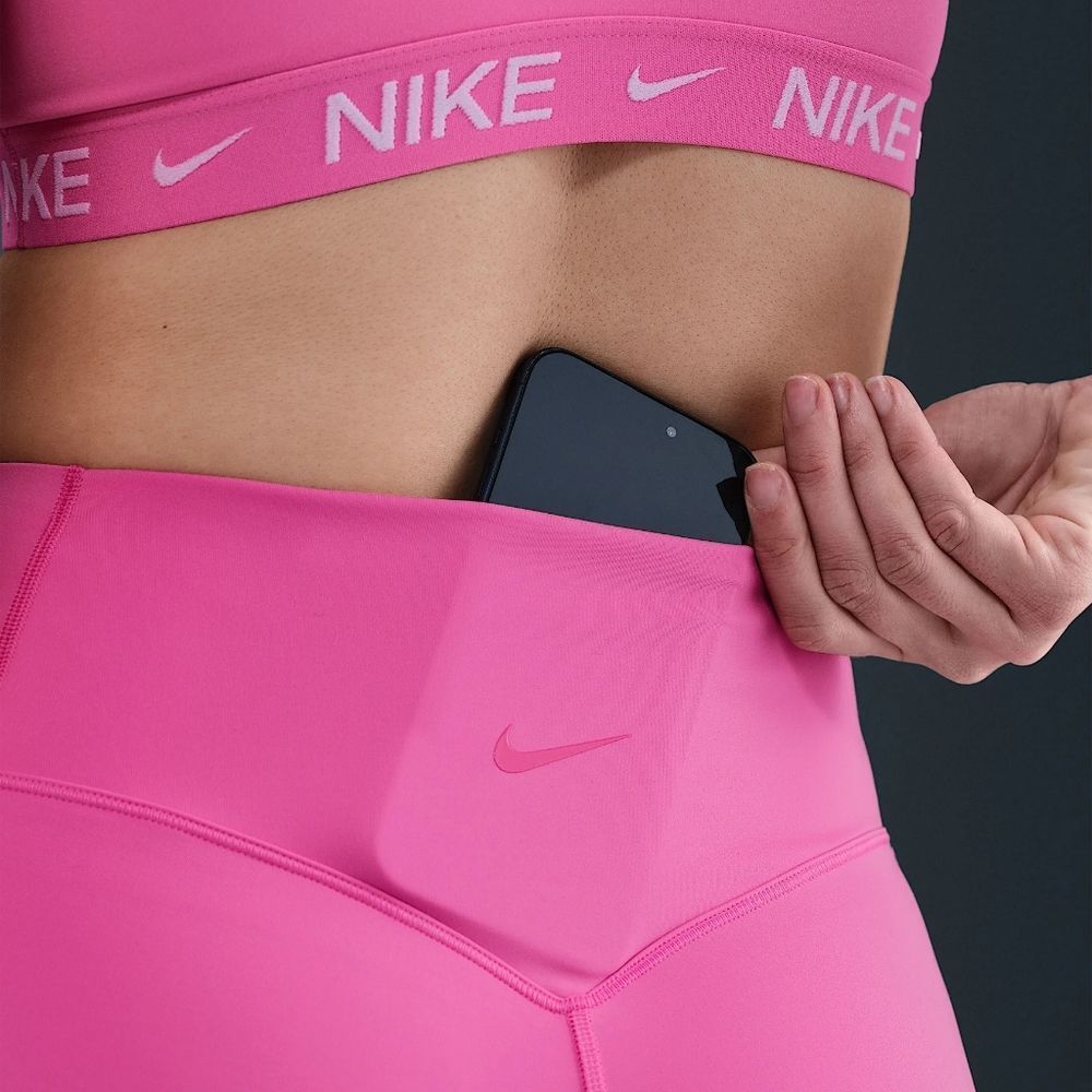 Nike Universa Women's High-Waisted 8" Biker Gym Shorts Seamless Front Pink M New - Picture 9 of 15